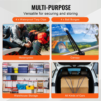 32 pc Bungee Cord Set 8 mm Heavy Duty Bungee Straps with A3 steel hooks