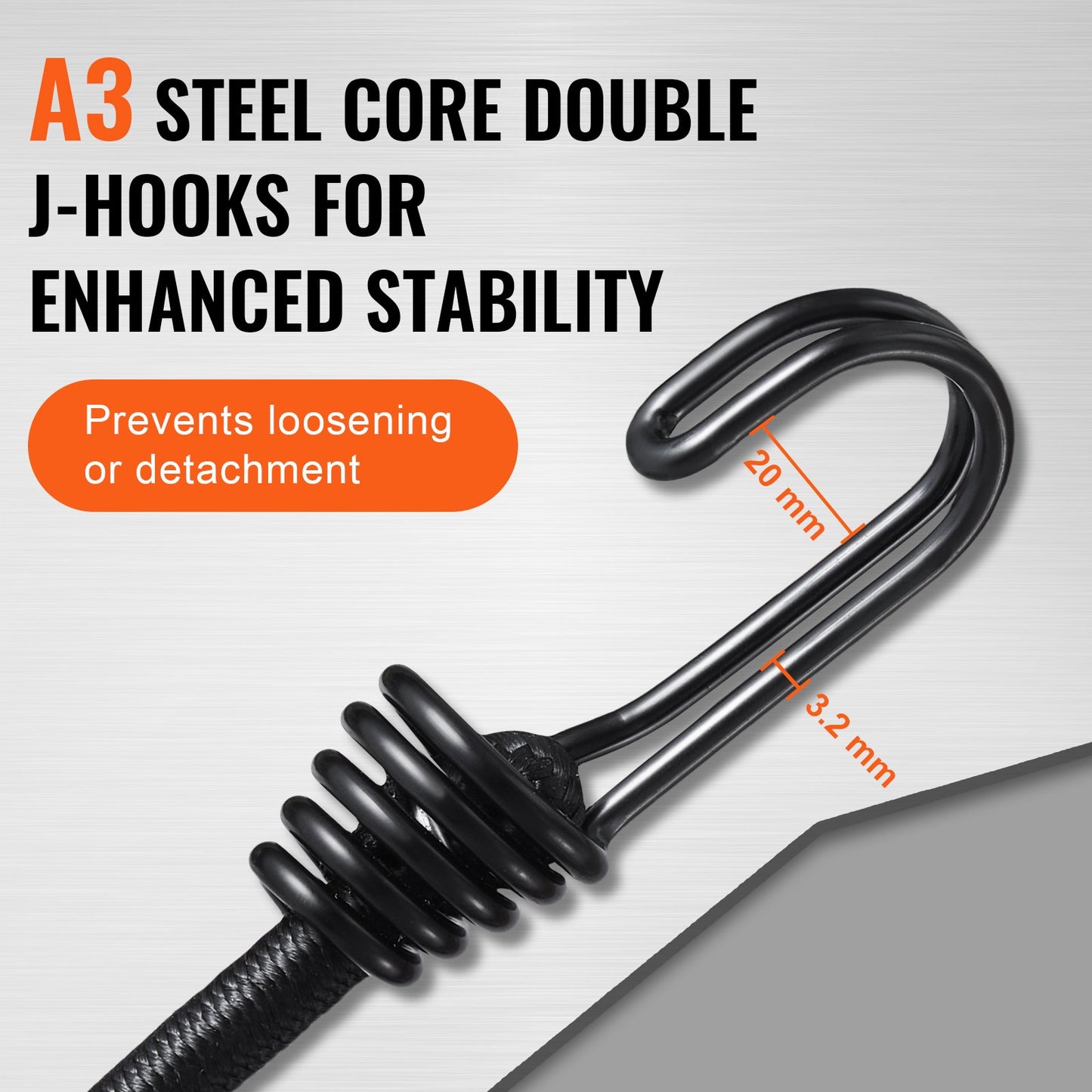 12 pcs Bungee Cords with Hooks 32 I Heavy Duty Bungee Straps 8 mm Black