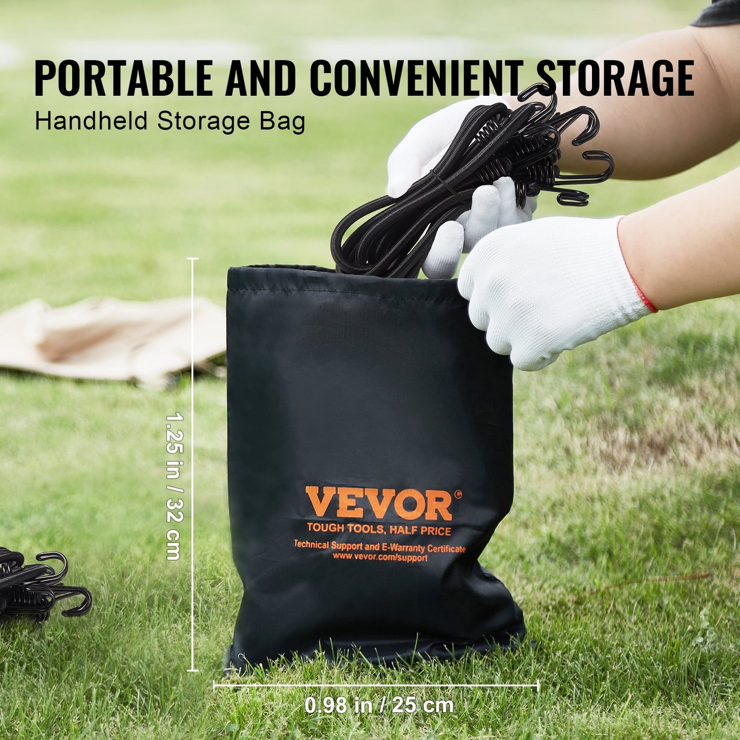 12 pcs Bungee Cords with Hooks 32 I Heavy Duty Bungee Straps 8 mm Black