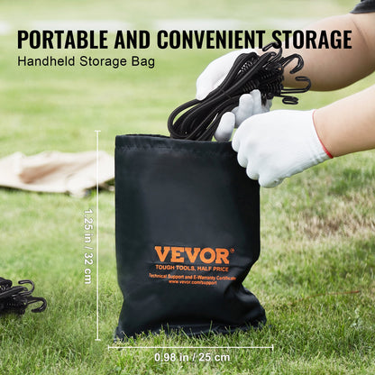 12 pcs Bungee Cords with Hooks 32 I Heavy Duty Bungee Straps 8 mm Black