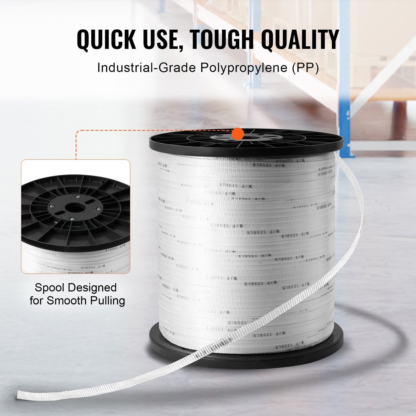Durable Polyester Pull Cord, Width 0.5" & Length 5249ft, Max Load 1250 lbf, Measurement Marks, Perfect for Organizing Cables, Packaging, Garden Work & Electrical Jobs