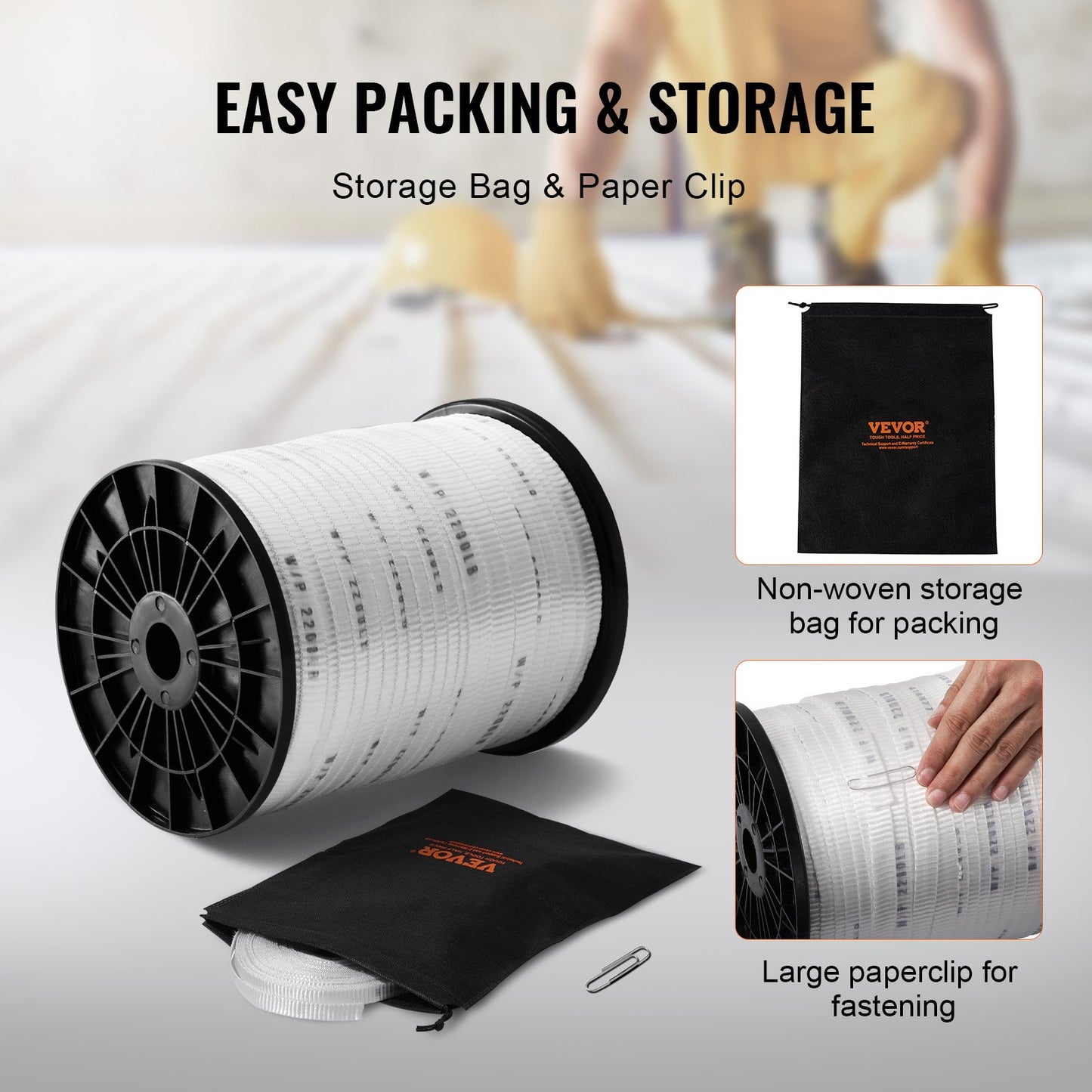 Polyester Pull Tape, 5/8" x 630' Mule Tape Flat Rope, 2200 lbf Tensile Capacity, Printed Webbing Cable Pulling Tape for Packaging, Gardening, Commercial Electrical, Conduit Work, Whit