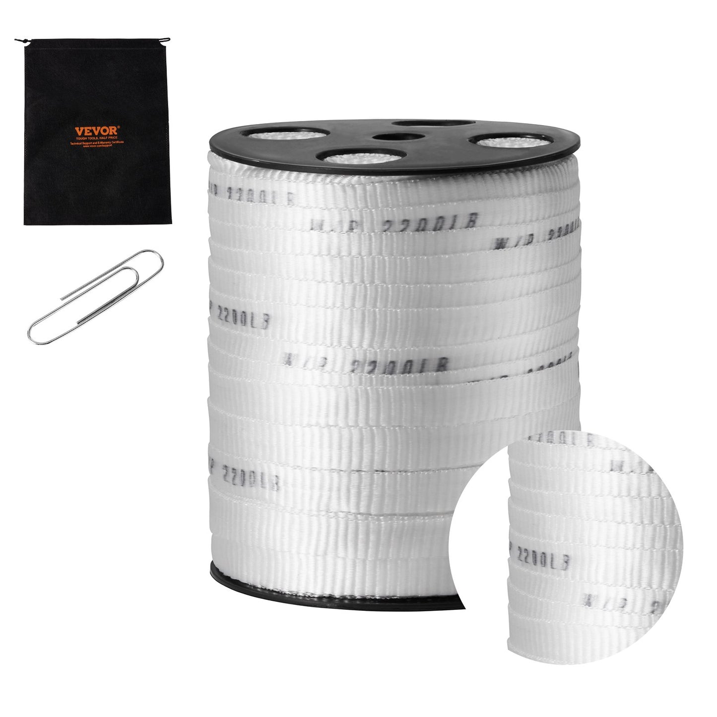 Polyester-Zugband, 5/8" x 318" Mule Tape-Flachseil, 2200 lbf Zugkapazität, bedrucktes Stromkabel-Zugband für Verpackung, Gartenarbeit, gewerbliche Elektrik, Verdrahtungsarbeiten, weiß