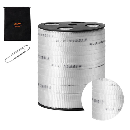 Polyester dragtejp, 5/8" x 318" Mule Tejp platt rep, 2200 lbf dragkapacitet, tryckt nätkabeldragande tejp för förpackning, trädgårdsarbete, kommersiell el, ledningsarbete, vit