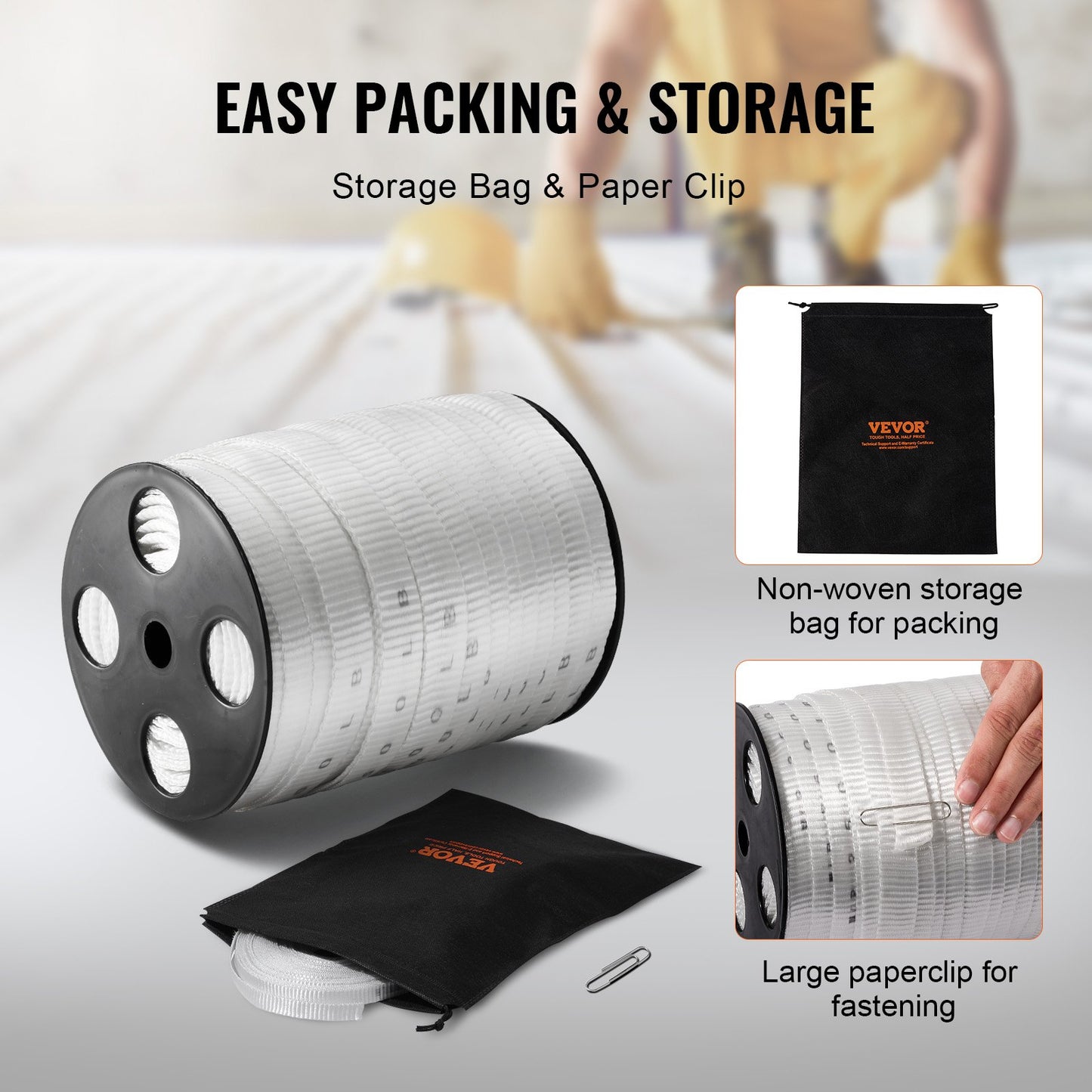 Polyester-Zugband, 3/4" x 265" Mule Tape-Flachseil, 2500 lbf Zugkapazität, bedrucktes Stromkabel-Zugband für Verpackung, Gartenarbeit, gewerbliche Elektrik, Verdrahtungsarbeiten, weiß