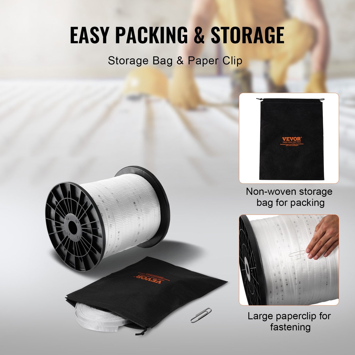 Polyester Pull Tape, 3/4" x 318' Mule Tape Flat Rope, 2500 lbf Tensile Capacity, Printed Webbing Cable Pulling Tape for Packaging, Gardening, Commercial Electrical, Conduit Work, White