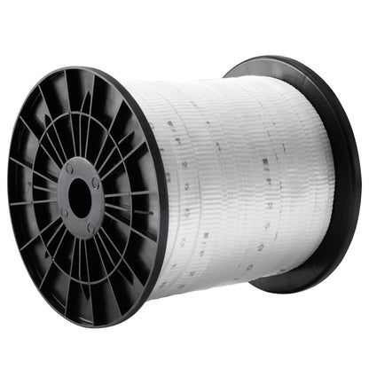 Polyester dragtejp, 3/4" x 318" Mule Tejp platt rep, 2500 lbf dragkapacitet, tryckt nätkabeldragningstejp för förpackning, trädgårdsarbete, kommersiell el, ledningsarbete, vit