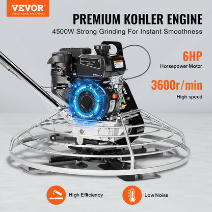 Elektrische handgeführte Zementkelle, 38 Zoll, 6 PS, benzinbetrieben, mit schwimmender Trogklinge