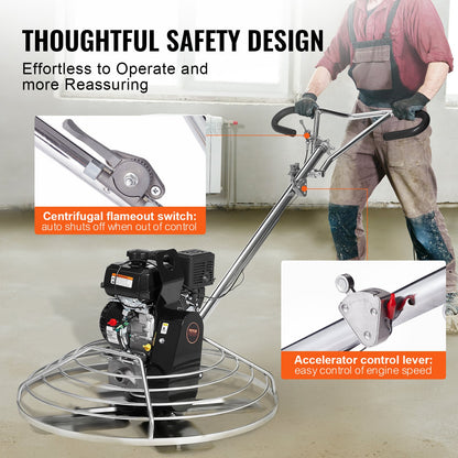 Elektrische handgeführte Zementkelle, 38 Zoll, 6 PS, benzinbetrieben, mit schwimmender Trogklinge