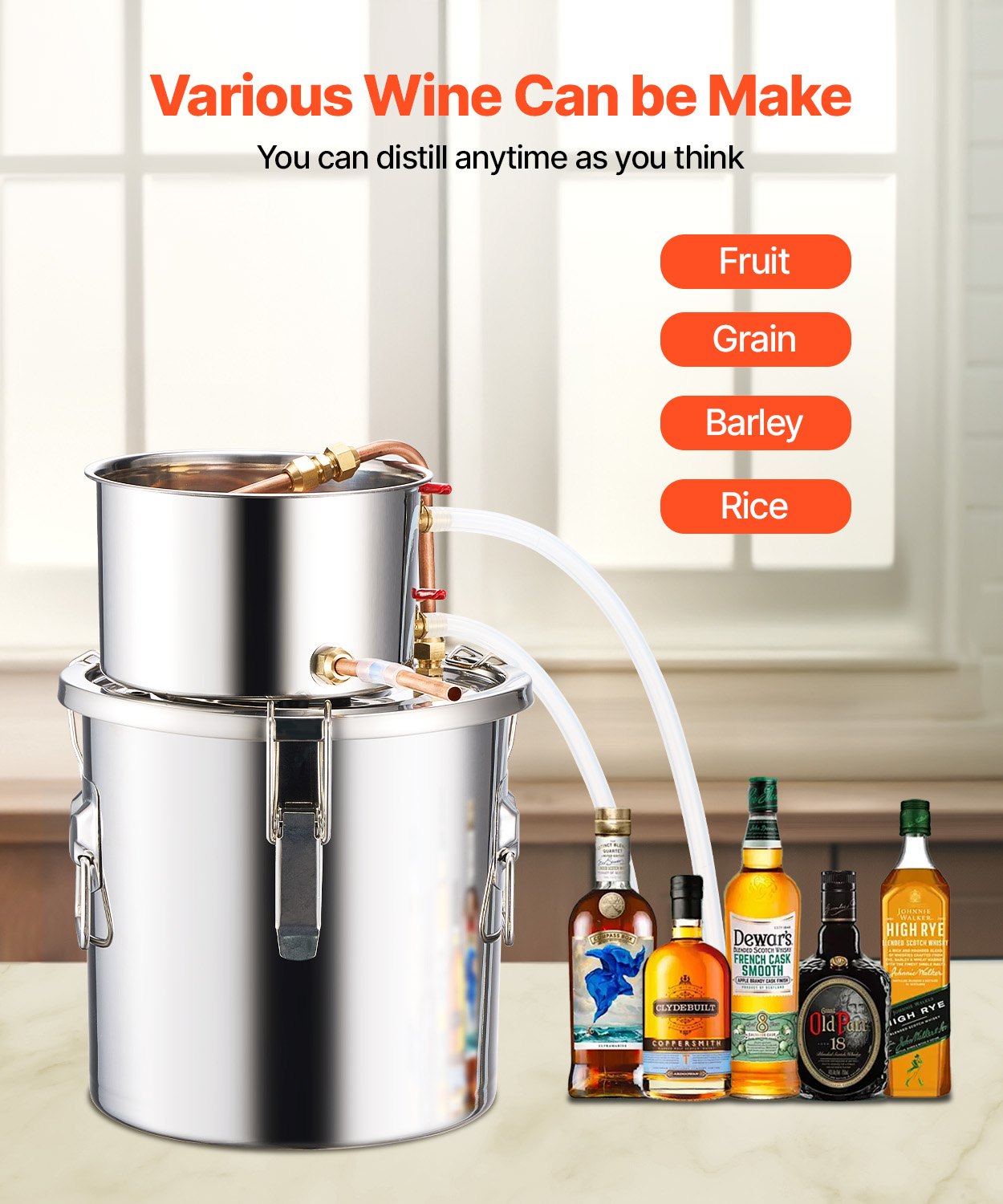 Moonshine Still 3 Gal Wasser Alkohol Destilliergerät Brauset Edelstahl