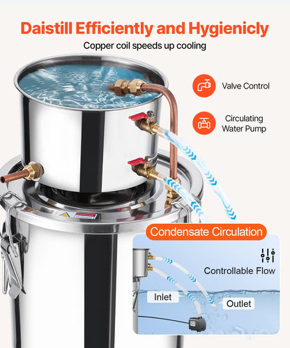 Moonshine Still 3 Gal Wasser Alkohol Destilliergerät Brauset Edelstahl