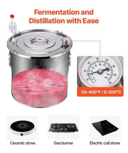 Moonshine Still 5 Gal Wasser Alkohol Destilliergerät Brauset Edelstahl