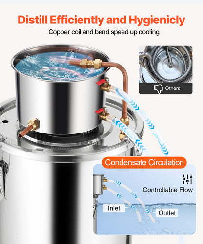 Moonshine Still 5 Gal Wasser Alkohol Destilliergerät Brauset Edelstahl