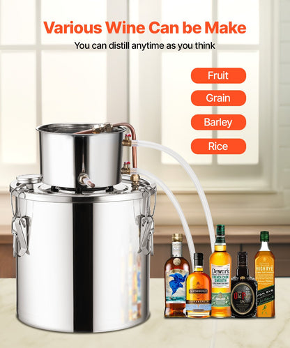 Moonshine Still 5 Gal Water Alcohol Distiller Brewing Kit Rostfritt stål