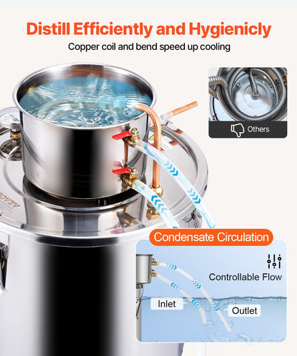 Moonshine Still 8 Gal Wasser Alkohol Destilliergerät Brauset Edelstahl