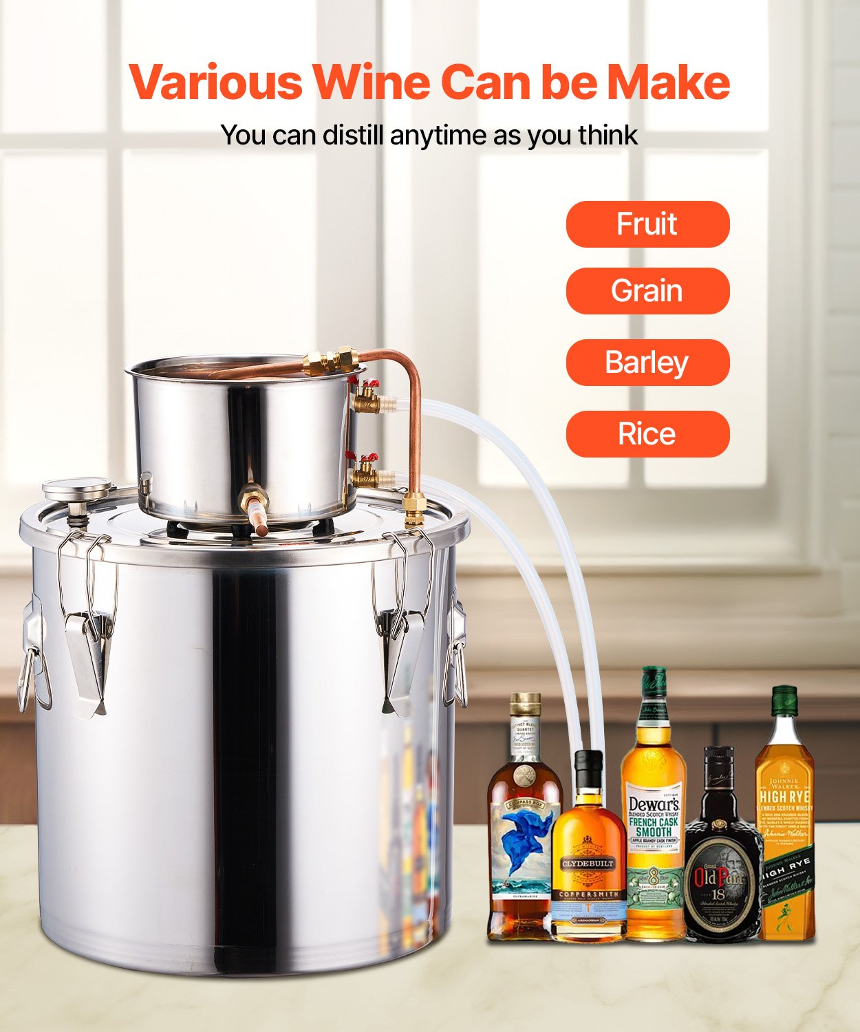 Moonshine Still 8 Gal Wasser Alkohol Destilliergerät Brauset Edelstahl