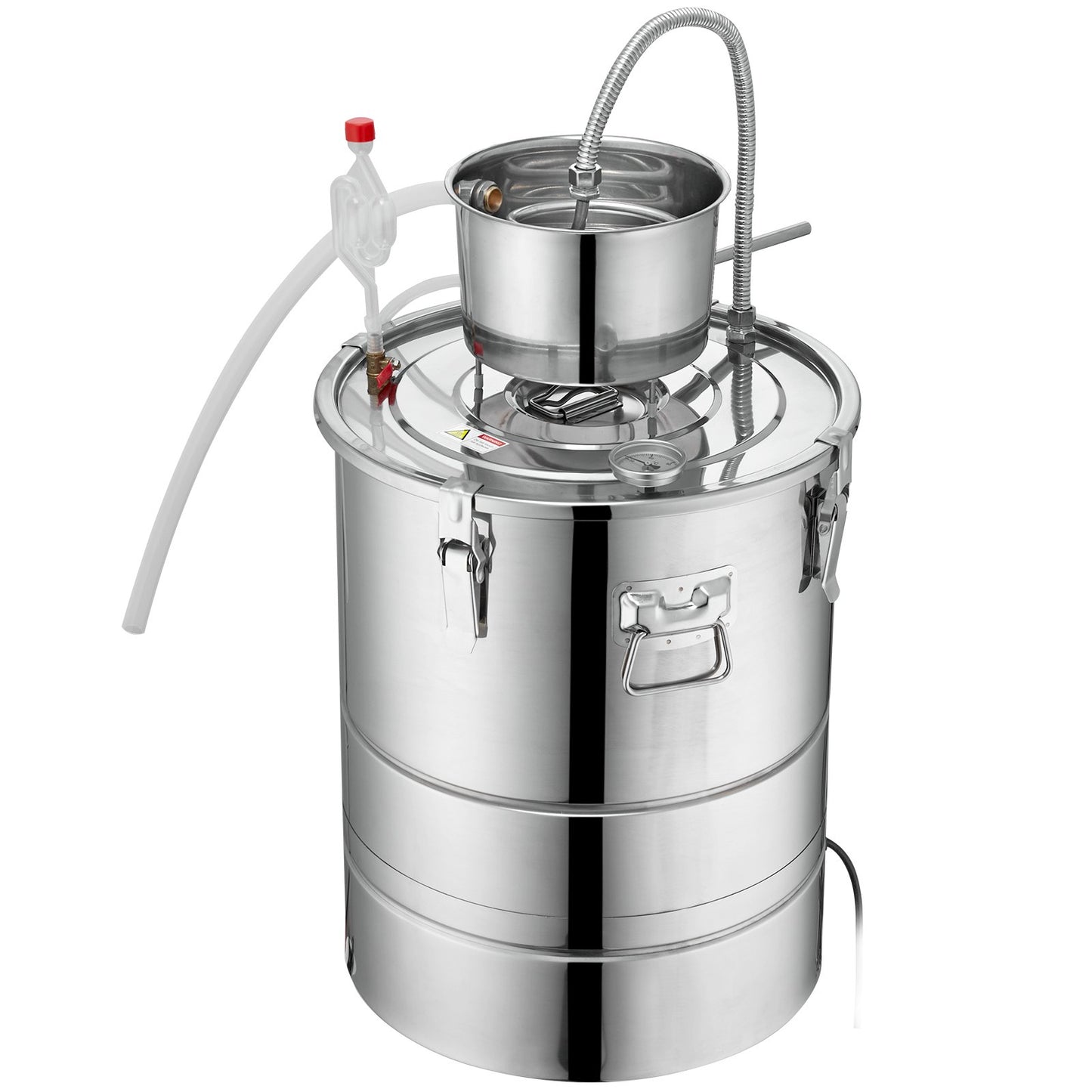 Alcohol Still, 15 Gal 50L Water Alcohol Distiller, Home Distillery Kit include Stainless Steel Tube & Pump & One-way Exhaust Valve & Thermometer (30-120℃ ) for DIY Whisky Wine Brandy, Silver