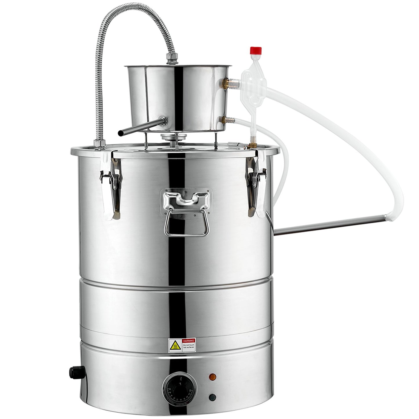 Alcohol Still, 15 Gal 50L Water Alcohol Distiller, Home Distillery Kit include Stainless Steel Tube & Pump & One-way Exhaust Valve & Thermometer (30-120℃ ) for DIY Whisky Wine Brandy, Silver