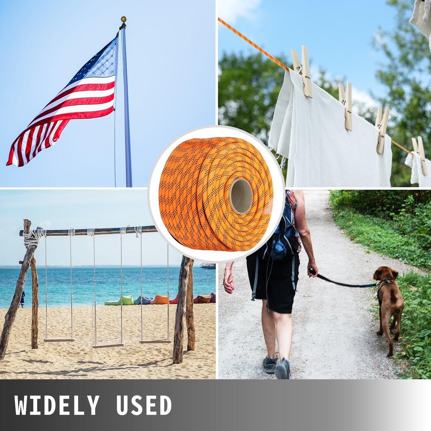 Polyesterseil 7/16" x 200", Fracht- und Abschleppseil, Bruchfestigkeit 8400 lbs (nicht geeignet zum Schaukelklettern, Felsklettern, Aufhängen von Personen usw.)