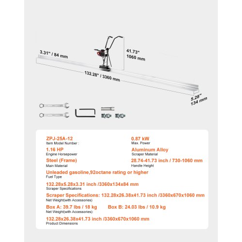 4-Takt-Betonausgleichsmasse für Zementoberflächen mit 12-Fuß-Schaufelscheibe | EU