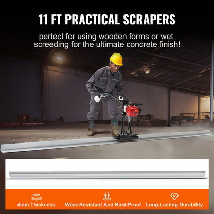 Gas Betong Power Screed, med 3370 mm aluminiumskiva med rak kantstång, 4-takts cementfinishing Vibrerande motor med höjdjusterbara handtag, högeffektiva betongverktyg 6500 rpm