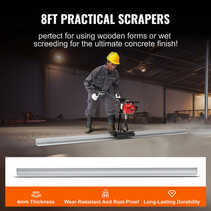 Gas Betong Power Screed, med 2445 mm aluminiumskiva med rak kantstång, 4-takts cementfinishing vibrerande motor med höjdjusterbara handtag, högeffektiva betongverktyg 6500 rpm