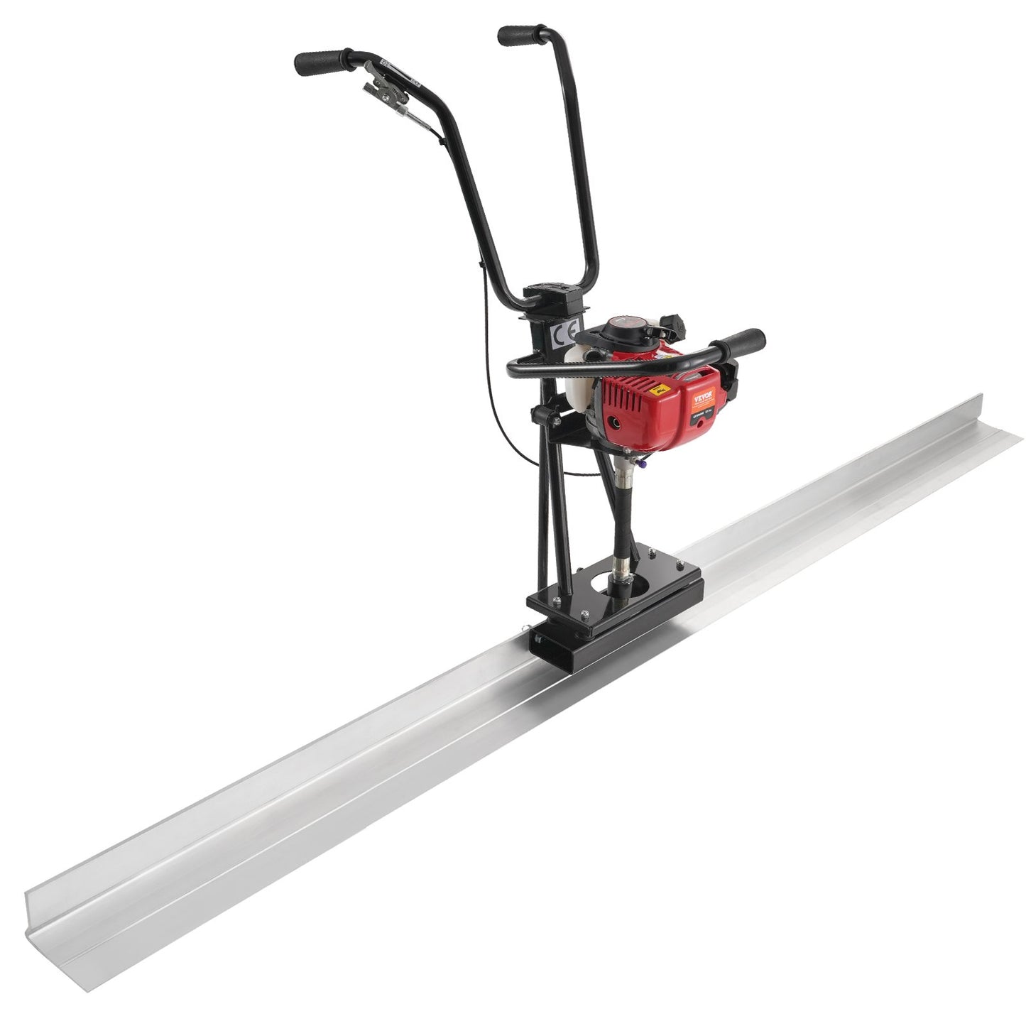 Gas Betong Power Screed, med 2445 mm aluminiumskiva med rak kantstång, 4-takts cementfinishing vibrerande motor med höjdjusterbara handtag, högeffektiva betongverktyg 6500 rpm