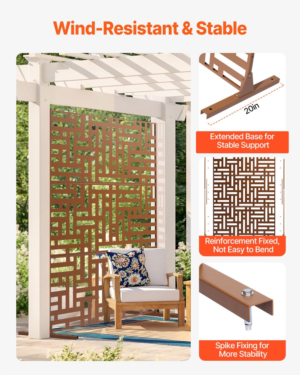 Metal Privacy Screen 36" x 72" Outdoor Privacy Screens & Panels Brun