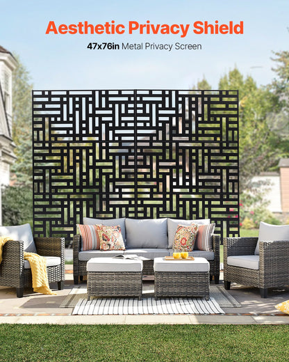 Metal Privacy Screen 47" x 76" Outdoor Privacy Screens & Panels Svart