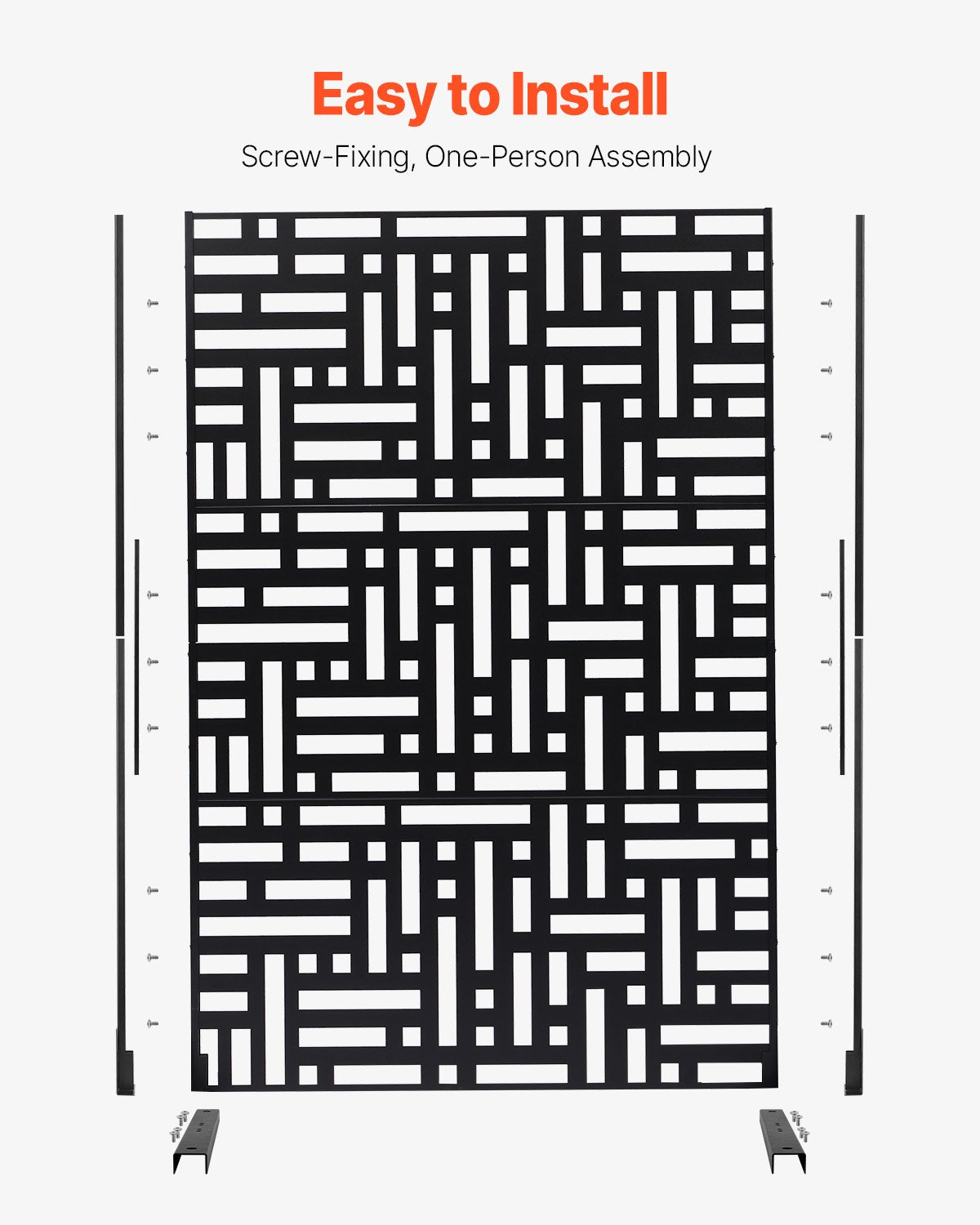 Metal Privacy Screen 47" x 76" Outdoor Privacy Screens & Panels Svart