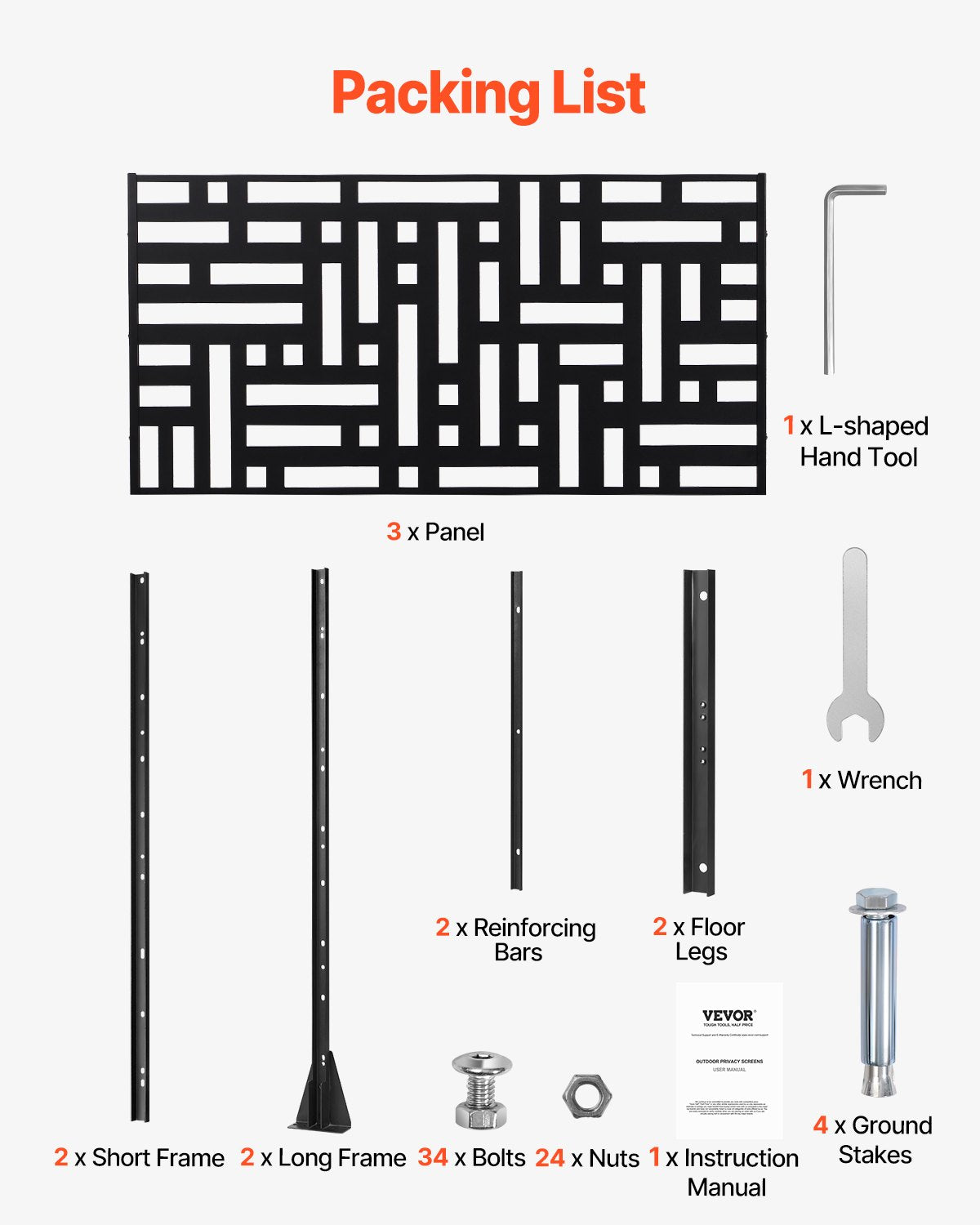 Metal Privacy Screen 47" x 76" Outdoor Privacy Screens & Panels Svart