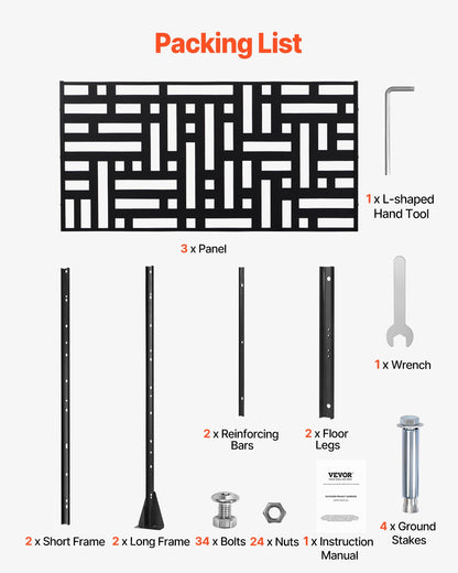 Metal Privacy Screen 47" x 76" Outdoor Privacy Screens & Panels Svart