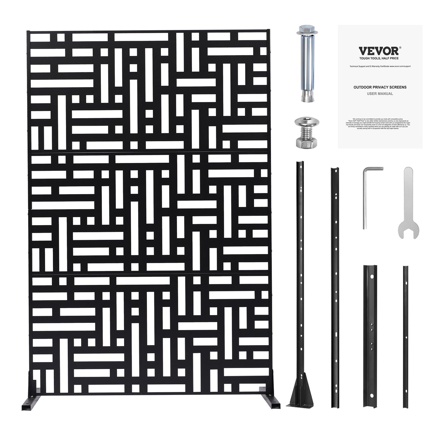 Metal Privacy Screen 47" x 76" Outdoor Privacy Screens & Panels Svart