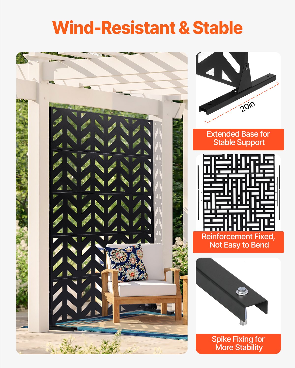 Sichtschutz aus Metall, 120 x 183 cm, freistehende Sichtschutzwände für den Außenbereich