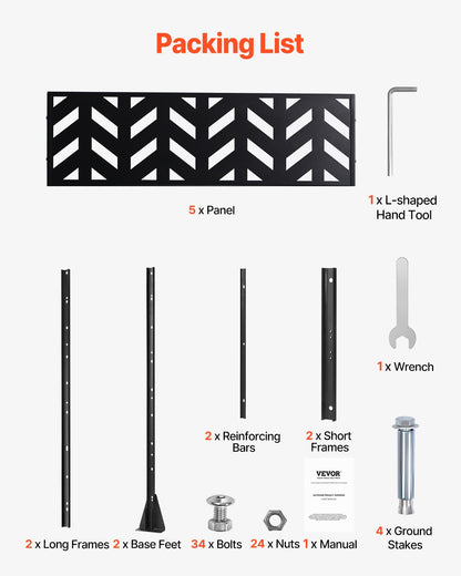 Sichtschutz aus Metall, 120 x 183 cm, freistehende Sichtschutzwände für den Außenbereich