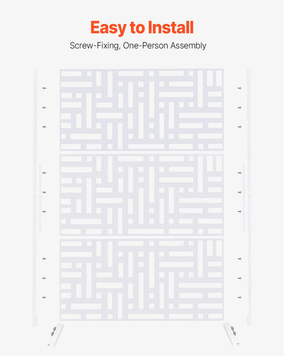 Metal Privacy Screen, 47" W x 76" H Outdoor Privacy Screens 3-Panel, Freestanding Outdoor Divider with Stand, Decorative Garden Steel Privacy Fence for Balcony Patio Indoor Room Hot Tub White