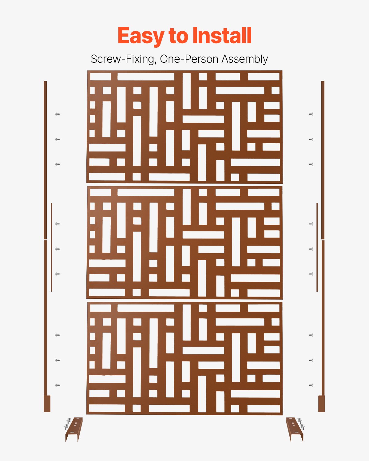 Sichtschutz aus Metall, 119,4 x 193,2 cm, Sichtschutzwände und Paneele für den Außenbereich, Braun