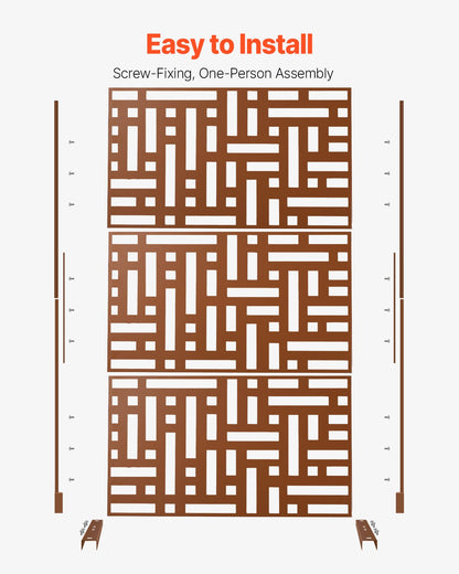 Sichtschutz aus Metall, 119,4 x 193,2 cm, Sichtschutzwände und Paneele für den Außenbereich, Braun