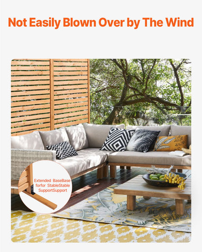 Wooden Privacy Screen, 36" W x 76" H Outdoor Privacy Screen, Freestanding Wood Privacy Panel with Stand, Decorative Patio Privacy Screen, Outdoor Divider for Balcony Patio Lawn Garden