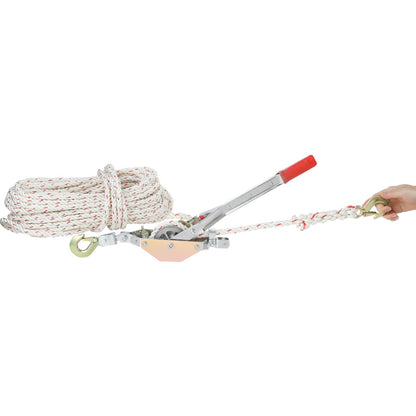Repavdragare, 3/4 ton (1 653 lbs) dragkapacitet, med 100' av 0,6" dia. rep, 2 krok, vinsch, kraftfullt spärrverktyg för att flytta båtar, säkra föremål, transportera stockar