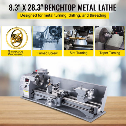 Metal Lathe, 210x720 Mini Lathe Machine, 2500 RPM Variable Speed Change, 750W Precision Mini Lathe, Metal Working Lathe with Brushless Motor, Milling Machine for Various Metal Turning