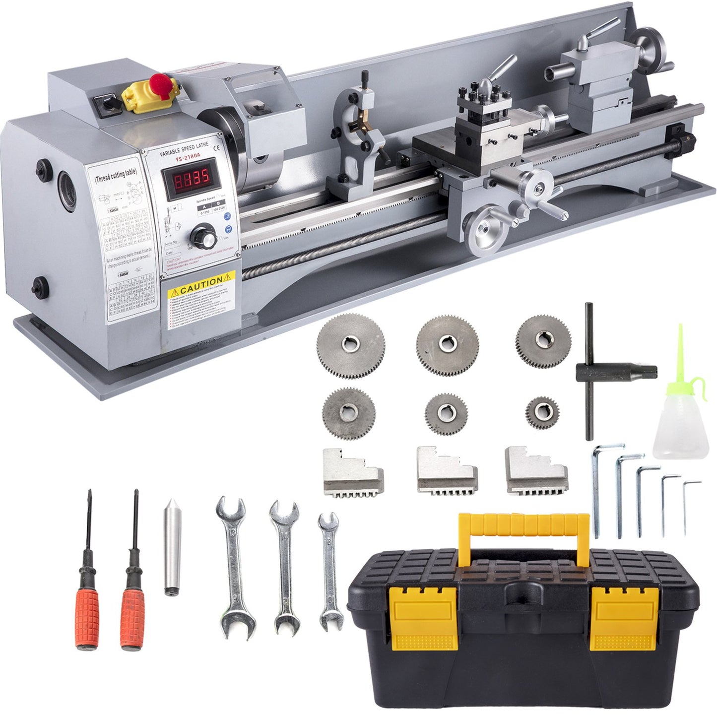 Metal Lathe, 210x720 Mini Lathe Machine, 2500 RPM Variable Speed Change, 750W Precision Mini Lathe, Metal Working Lathe with Brushless Motor, Milling Machine for Various Metal Turning