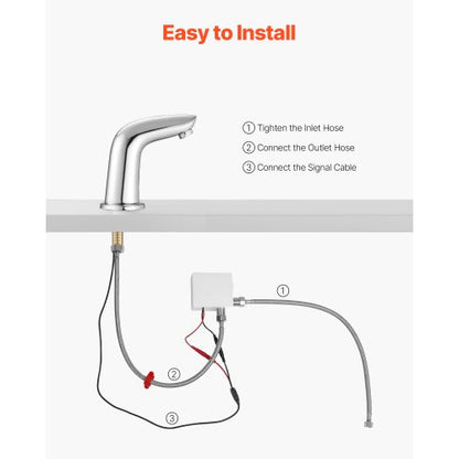 Beröringsfri badrumsblandare, automatisk rörelsesensor toalettblandare kallvatten med hålplatta, batteridriven för 9,5 mm rör kommersiell toalett, förkromad silver G112M |  EU