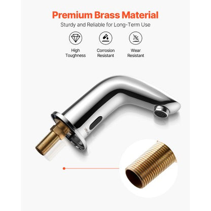 Beröringsfri badrumsblandare, automatisk rörelsesensor toalettblandare kallvatten med hålplatta, batteridriven för 9,5 mm rör kommersiell toalett, förkromad silver G112M |  EU