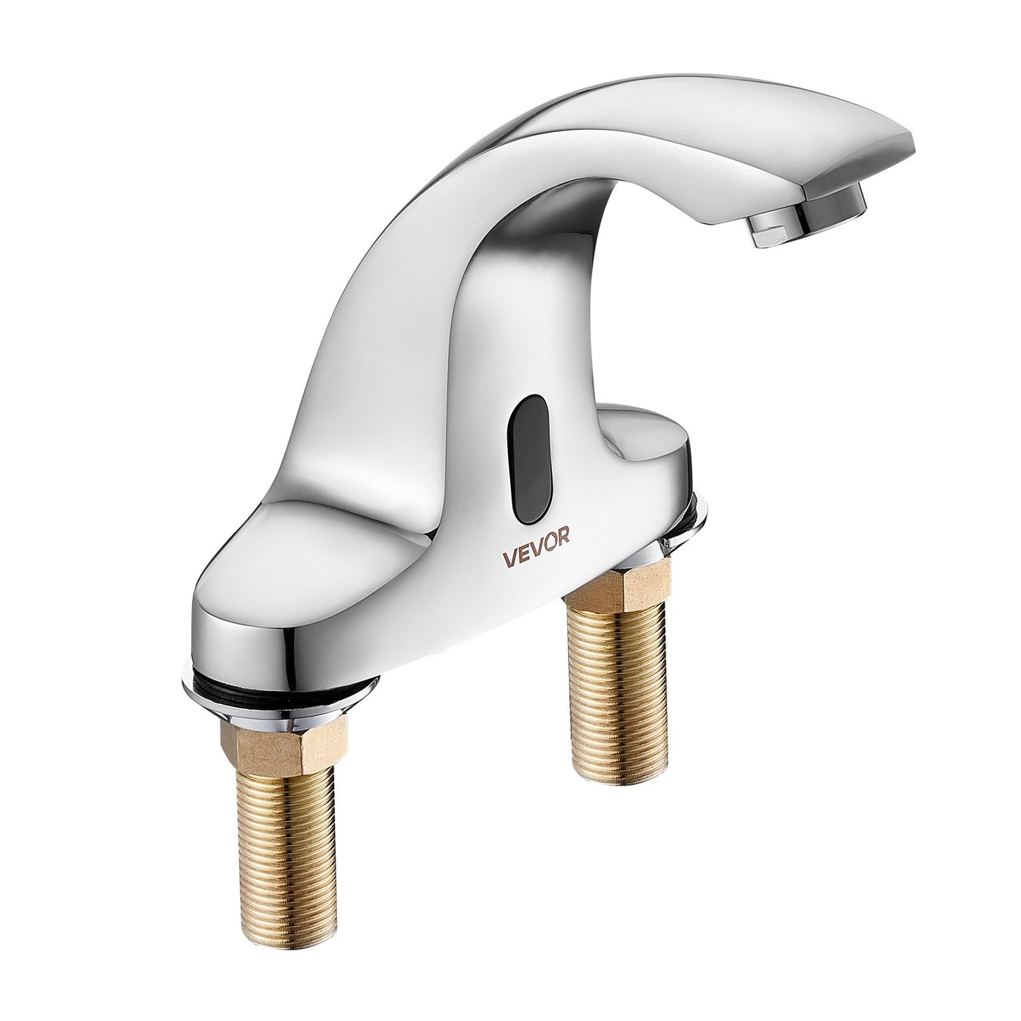 Touchless Bathroom Sink Faucet, Automatic Motion Sensor Restroom Toilet Faucet Cold Water with Hole Cover Plate, Battery Operated for 9/16 in Pipe Commercial Lavatory,Chrome Plated Silver