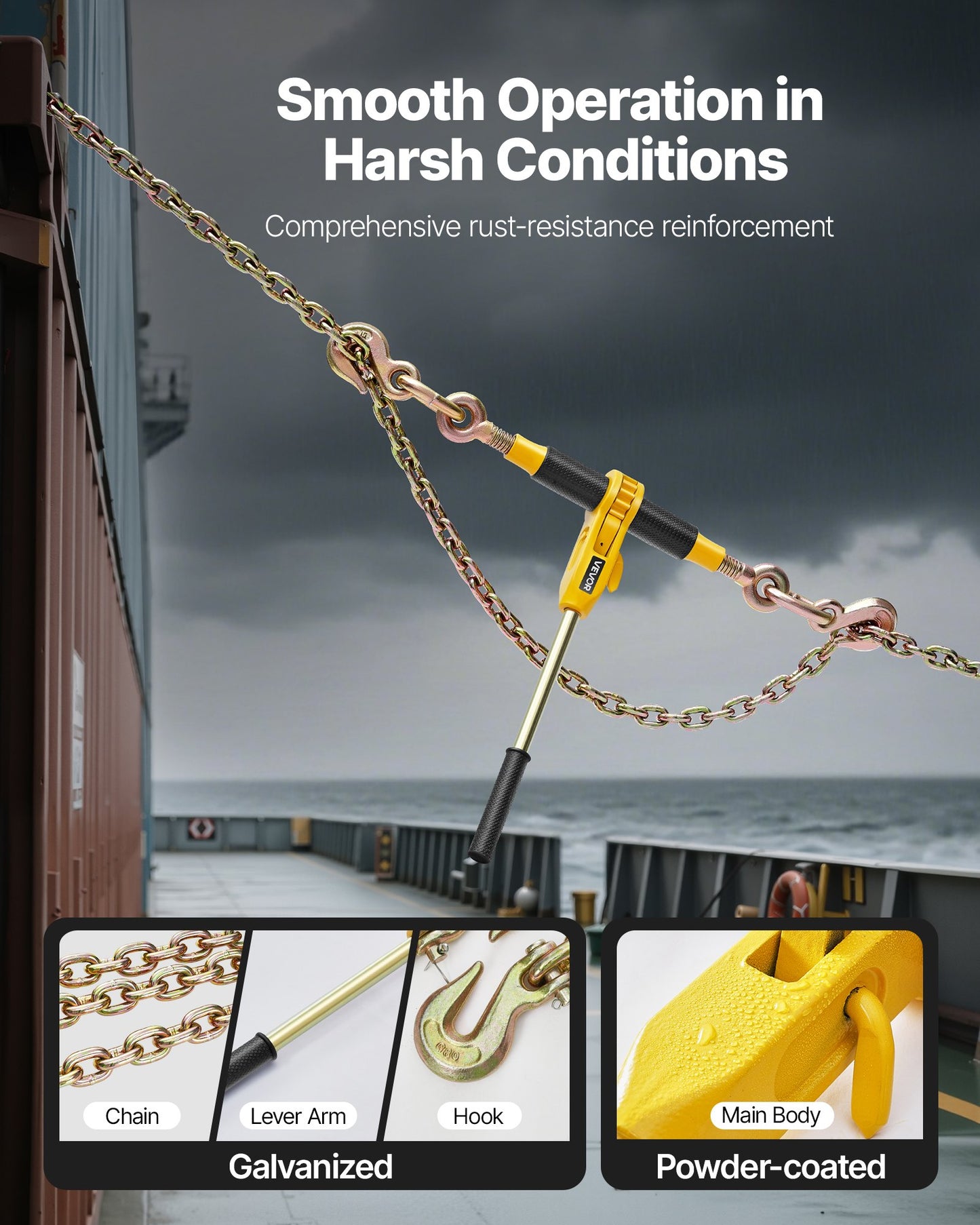 Ratchet Chain Binder, 5/16 in x 10 ft G80 Chains, 8000 lbs Working Load of Ratchet Load Binder, Chains and Binders Set, Tie Down Hauling Chain Binders for Hauling, Towing, Logging, Lifting