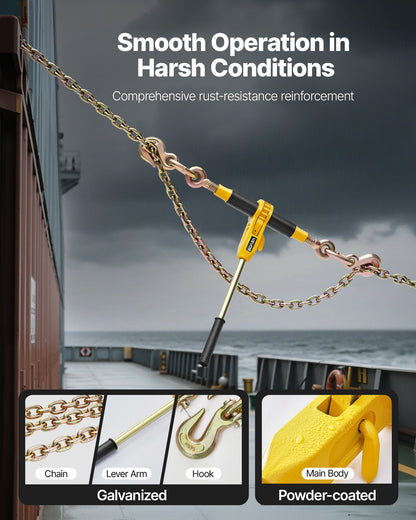 Ratchet Chain Binder, 5/16 in x 10 ft G80 Chains, 8000 lbs Working Load of Ratchet Load Binder, Chains and Binders Set, Tie Down Hauling Chain Binders for Hauling, Towing, Logging, Lifting