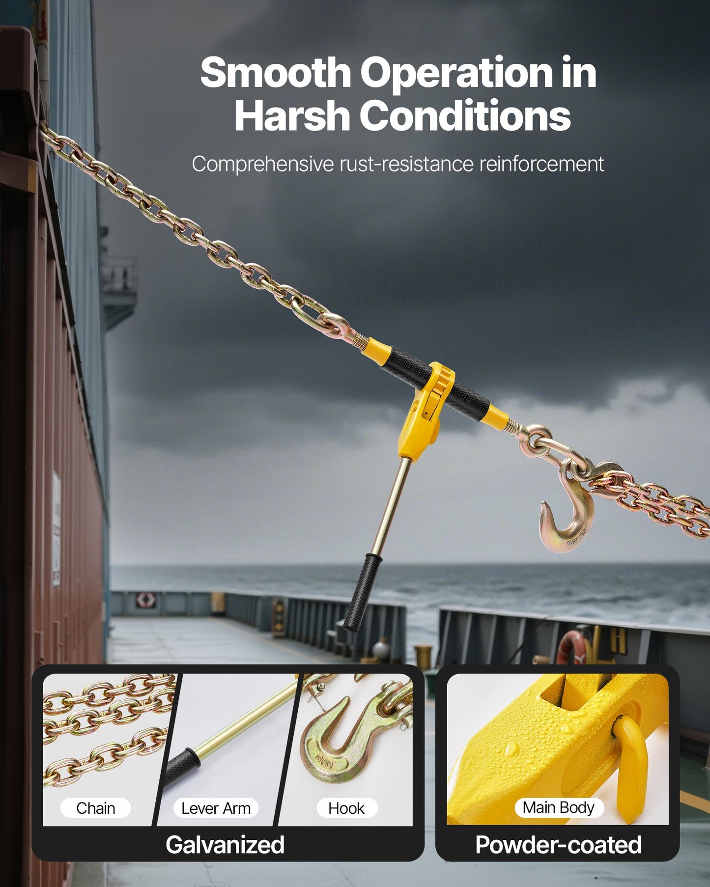 Ratchet Chain Binder, 9200 lbs Working Load, Chain Binders Compatible with 3/8 in - 1/2 in Chains, Heavy Duty Ratchet Load Binder with Handles for Truck, Tie Down, Hauling, Towing, Logging