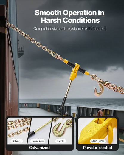 Ratchet Chain Binder, 9200 lbs Working Load, Chain Binders Compatible with 3/8 in - 1/2 in Chains, Heavy Duty Ratchet Load Binder with Handles for Truck, Tie Down, Hauling, Towing, Logging