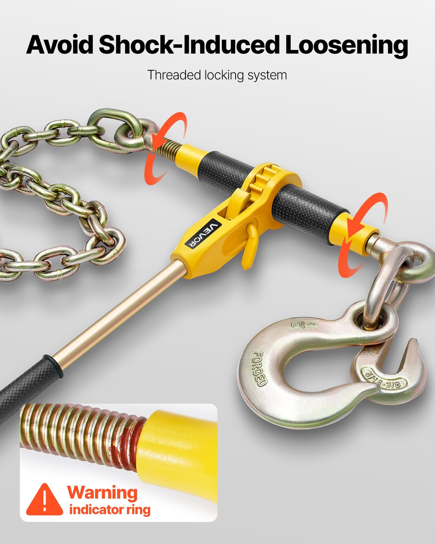 Ratchet Chain Binder, 9200 lbs Working Load, Chain Binders Compatible with 3/8 in - 1/2 in Chains, Heavy Duty Ratchet Load Binder with Handles for Truck, Tie Down, Hauling, Towing, Logging